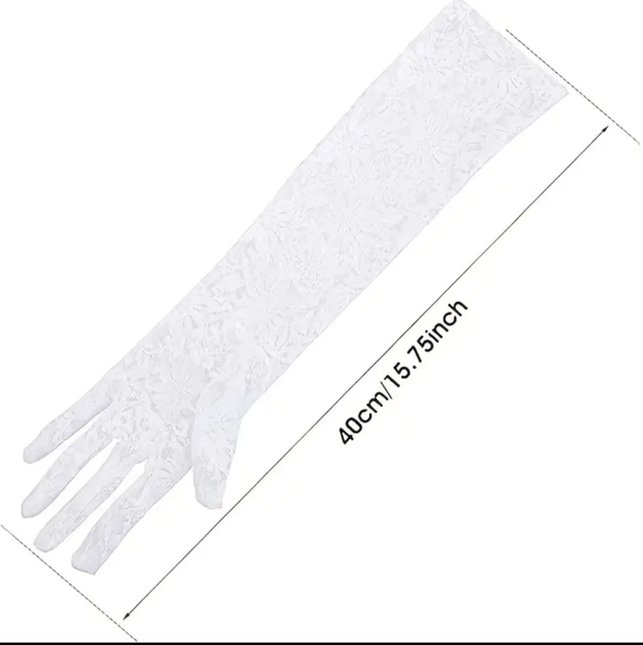 Lace Gloves 🧤 WHITE BLACK RED PINK - Picture 8 of 8